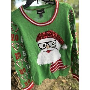 Joe Boxer Women's Size Large‎ Fun Holiday Santa Sweater With Sequin